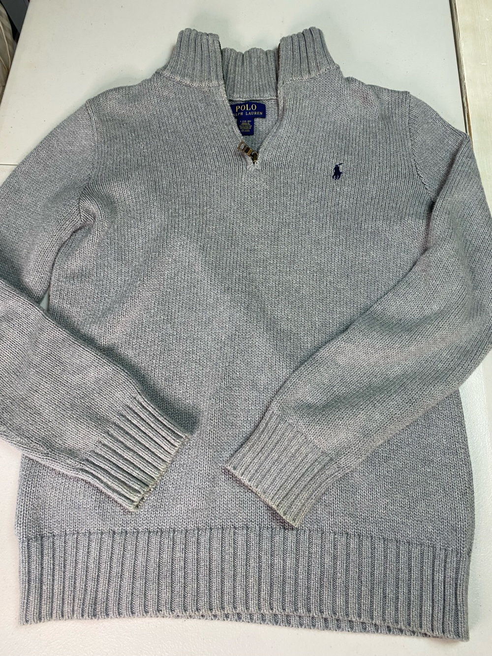 Polo by Ralph Lauren Light Gray Crewneck Sweater with Navy Pony